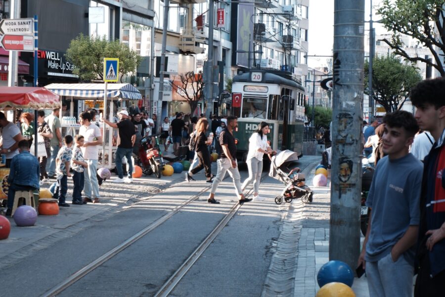 Historic football game crowded street