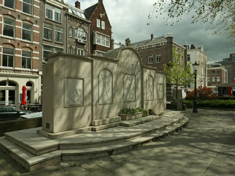 Old european town war memorial
