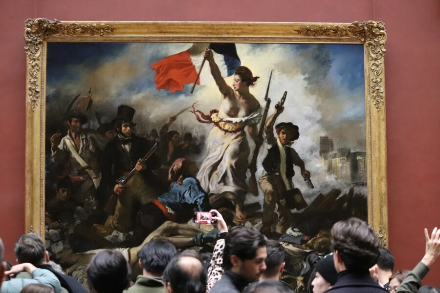 Paris french revolution painting guillotine crowd
