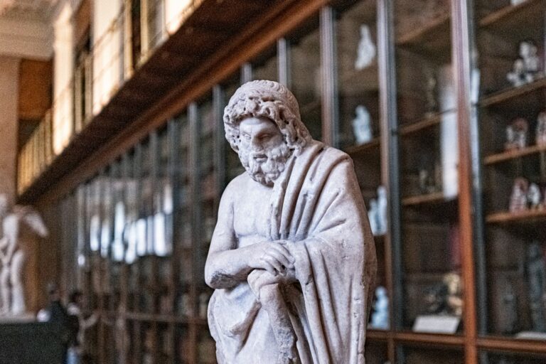 Marble statue female philosopher library