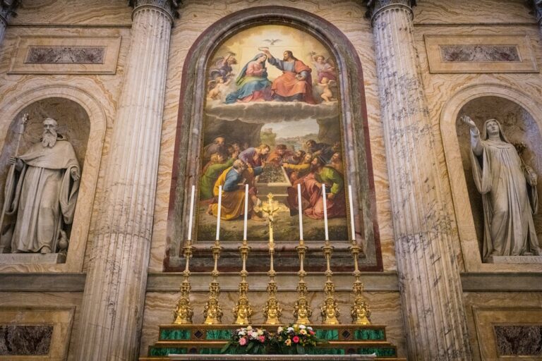 Ancient rome basilica interior altar