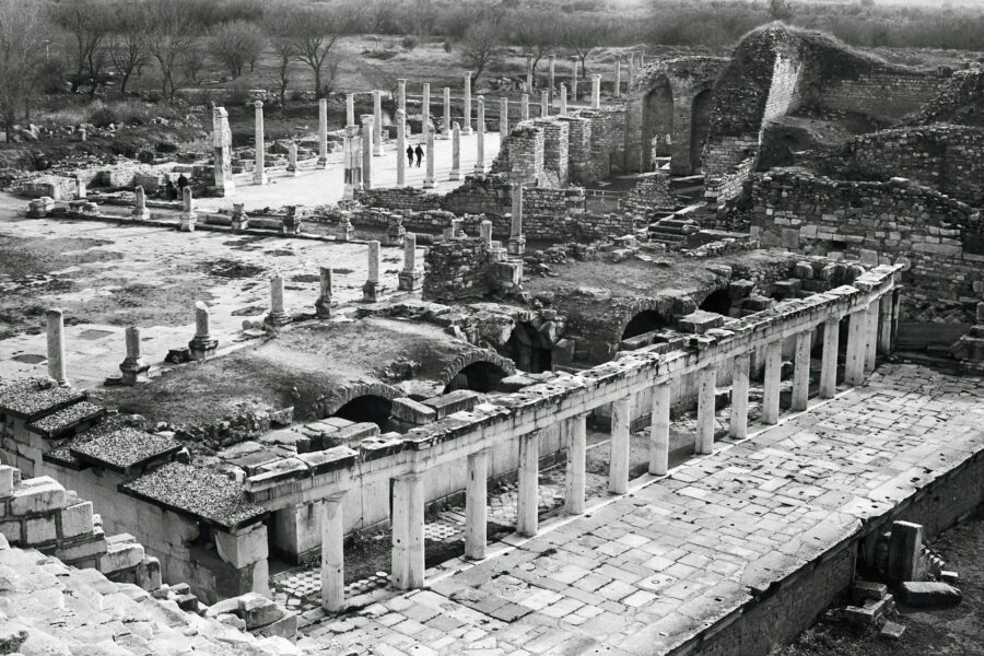 Roman bathhouse ruins stone pools columns