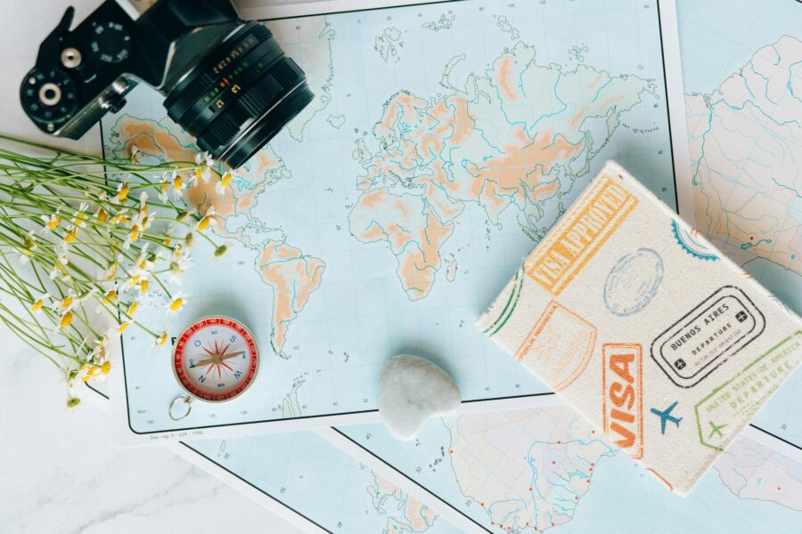Old map parchment compass travel journal