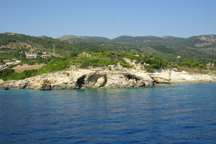 Submerged ruins shallow sea greek coastline