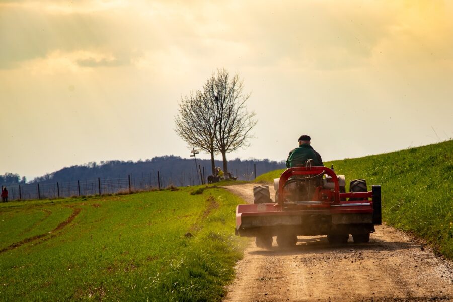 Early automobile dirt road race countryside
