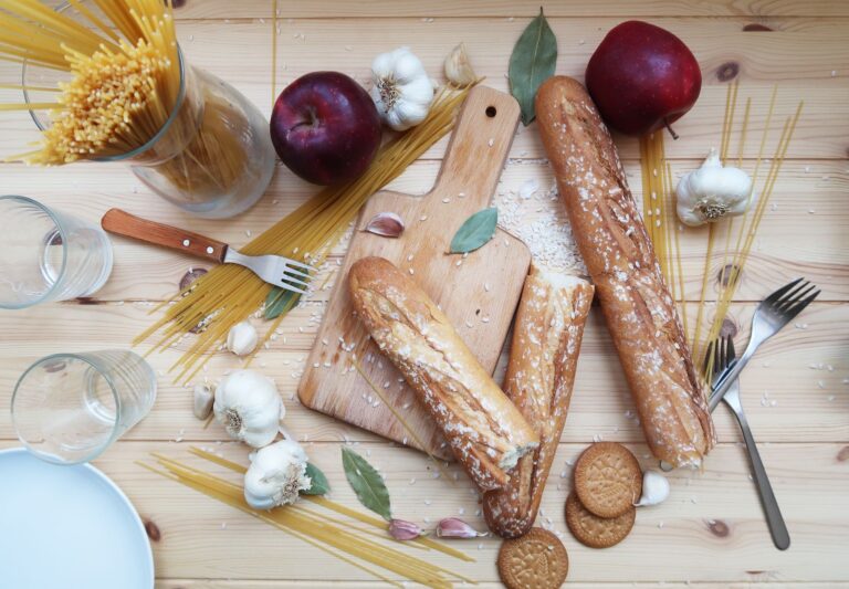 Wooden table bread