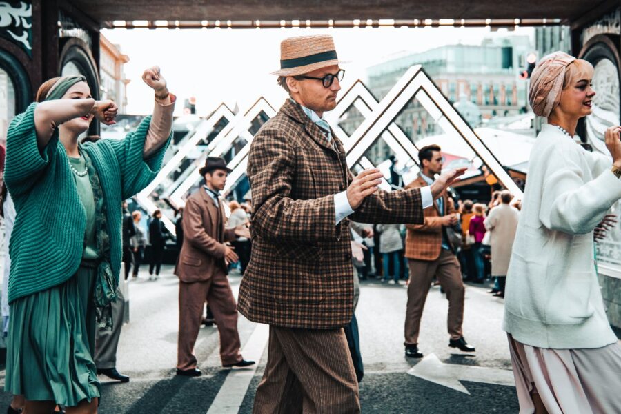 Historical people dancing