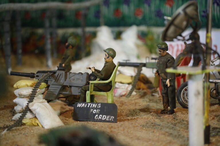 Soldiers setting loudspeakers