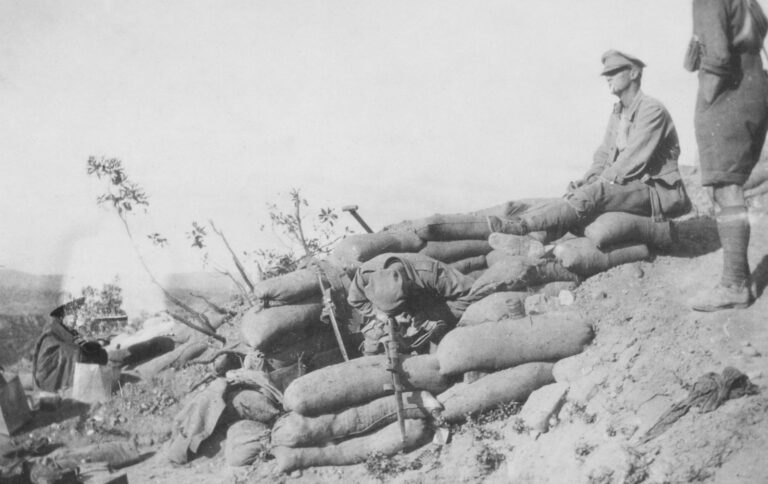 Muddy battlefield trench