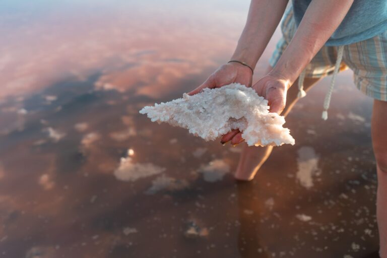 Hand harvesting salt